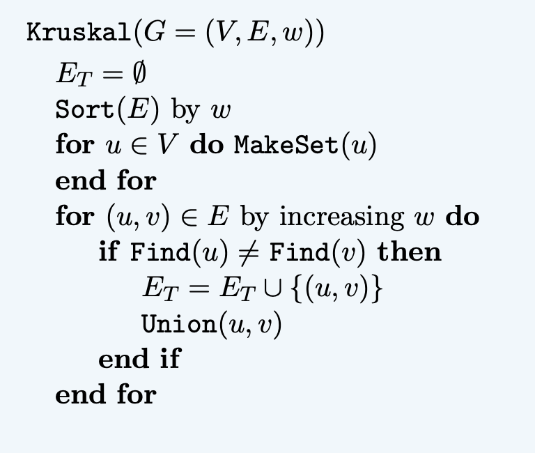 Kruskal Pseudocode